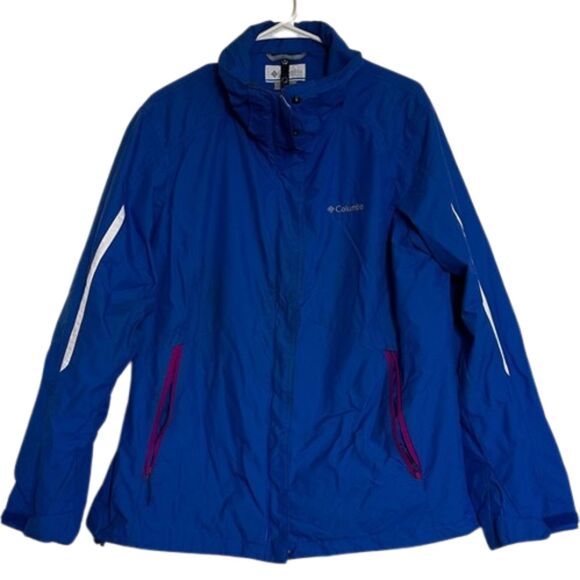 Columbia Ski Windbreaker Omni-Tech Jacket Zip Up Womens XL Snow Winter Fall Blue - Picture 1 of 10